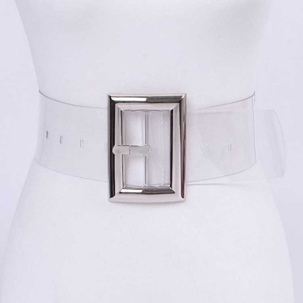 Plus Size Clear Belt - Silver/Clear